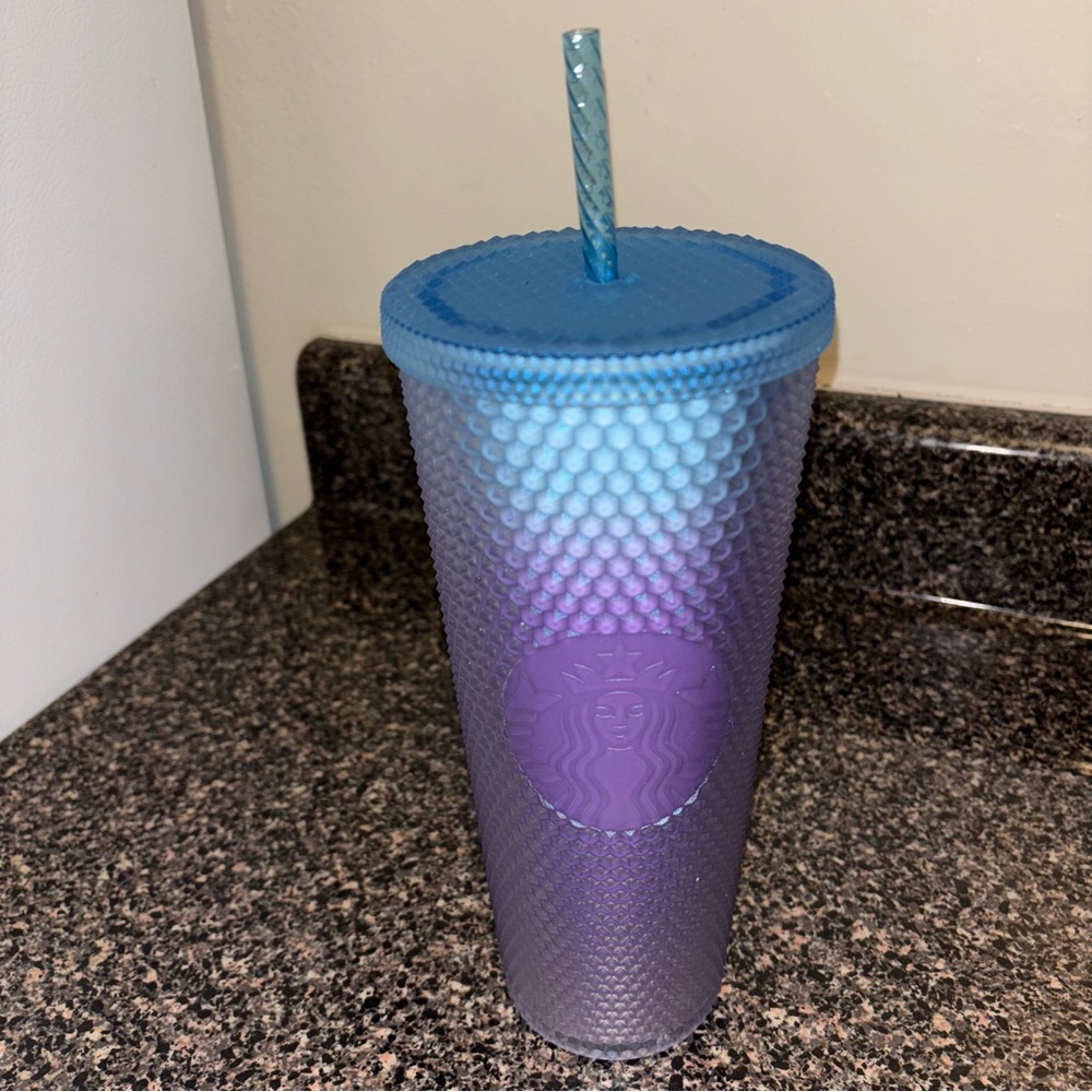 STARBUCKS 2024 GRADIENT OMBRE BLUEBIRD TO PURPLE VENTI STUDDED BLING